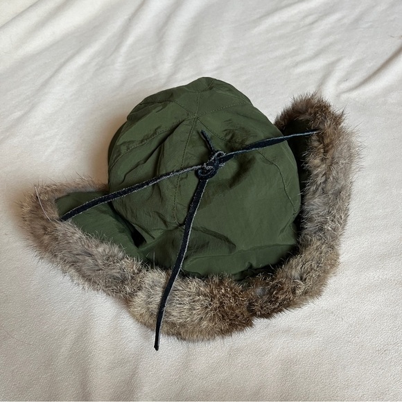 Mad Bomber green bomber hat rabbit fur lined trapper cap sz Large - Picture 4 of 6
